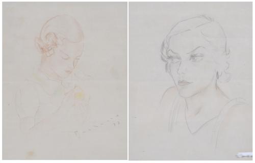 ESCUELA CATALANA, SIGLO XIX. PACHECO. PAREJA DE RETRATOS FEMENINOS. Circa 1933.