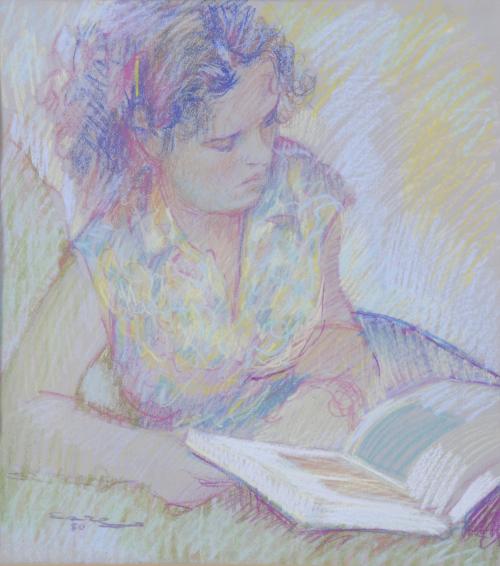 951-SERGIO BIGAS GORINA (1954).  "PORTRAIT OF A GIRL READING", 1980.