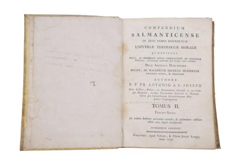 ANTONIO DE SAN JOSÉ (1716 - 1794).  COMPENDIUM SALMANTICENS