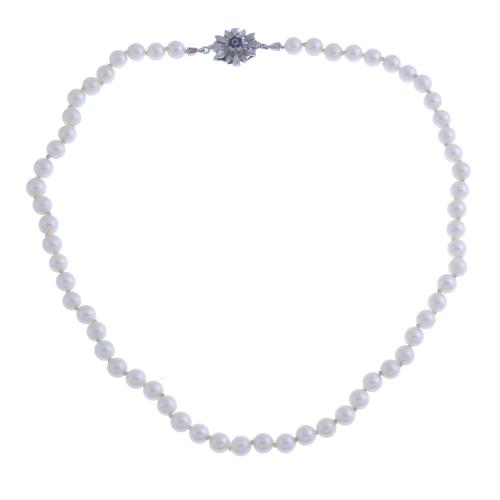 128-SINGLE-STRAND PEARLS NECKLACE.