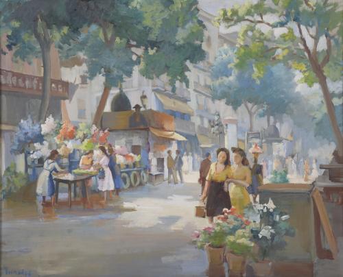 RAMON BARNADAS (1909/15-1981). "RAMBLA DE LAS FLORES".