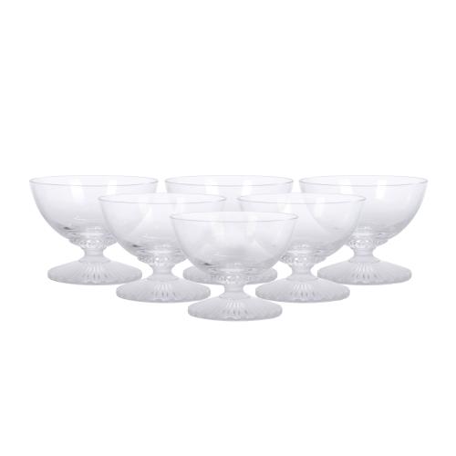 LALIQUE MANUFACTURE. SET OF SIX "ELVIRE" MODEL DESSERT BOWL