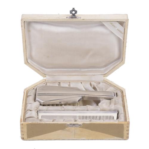 DESCHAMPS FRÈRES. SILVER VANITY SET, CIRCA 1930.