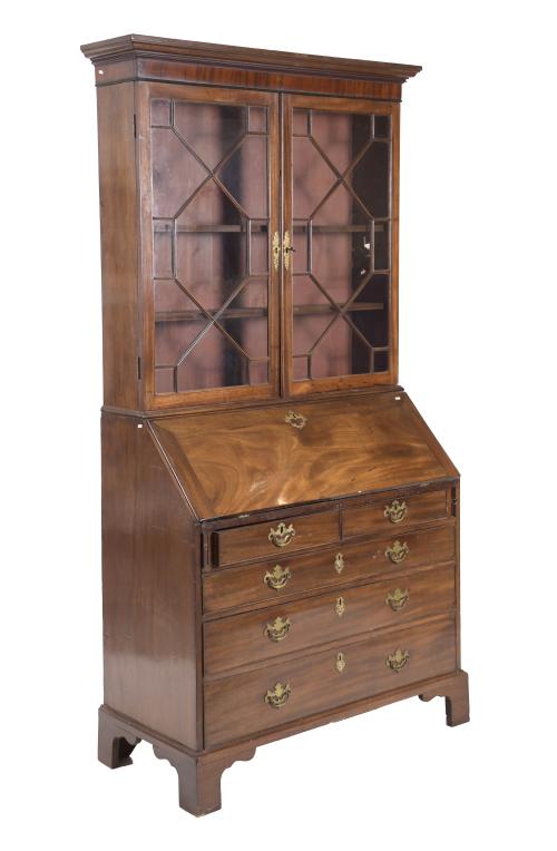 GEORGE II BOOKCASE BUREAU, 19TH CENTURY.