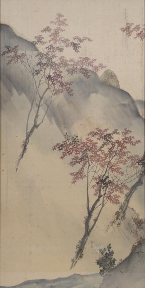 20TH CENTURY, JAPANESE SCHOOL. PAIR OF LANDSCAPES WITH GEES