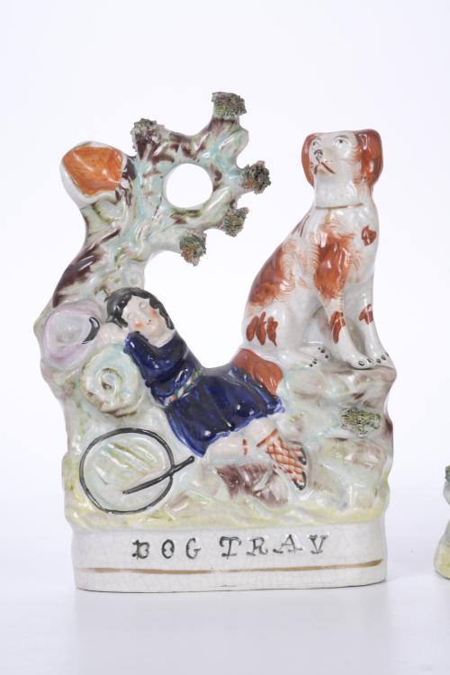 SET OF FIVE FIGURES IN ENGLISH STAFFORDSHIRE EARTHENWARE, S