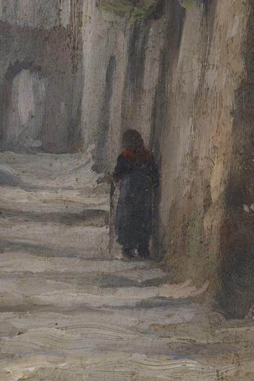 MODEST URGELL I INGLADA (1839-1919). "STREET WITH A FIGURE".