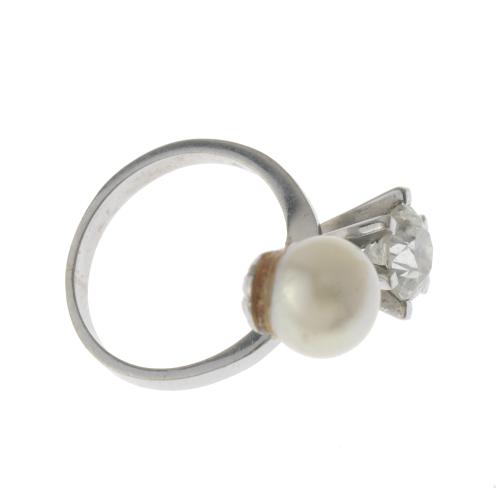 YOU AND ME RING WITH PEARL AND DIAMOND