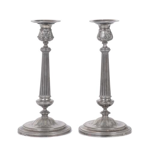 PAIR OF FERNANDINE BARCELONA SILVER CANDLESTICKS, CIRCA 1830.