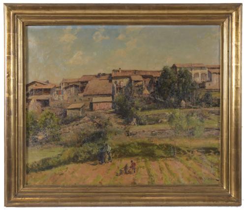 JOAN COLOM I AUGUSTI (1879-1969). "PAISAJE PUEBLO".