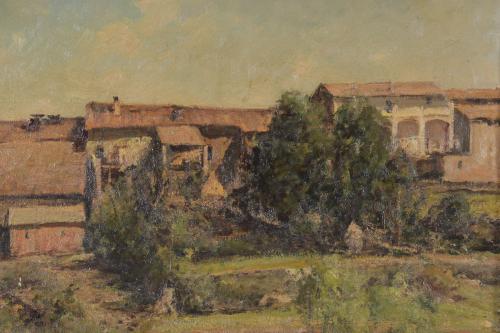 JOAN COLOM I AUGUSTI (1879-1969). "PAISAJE PUEBLO".