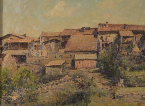 JOAN COLOM I AUGUSTI (1879-1969). "PAISAJE PUEBLO".