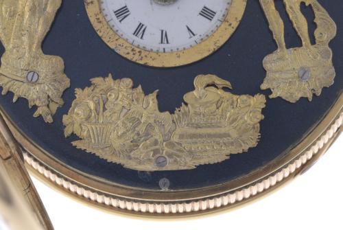 GOLD POCKET WATCH WITH AUTOMATON CHIMING