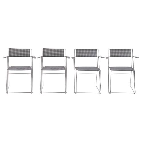 NIELS JORGEN HAUGESEN (1936 - 2013). FOR HYBODAN. SET OF FOUR "X-LINE" MODEL CHAIRS, CIRCA 1970.