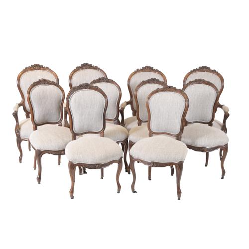 LOUIS XV STYLE CHAIRS SET, 19TH CENTURY.