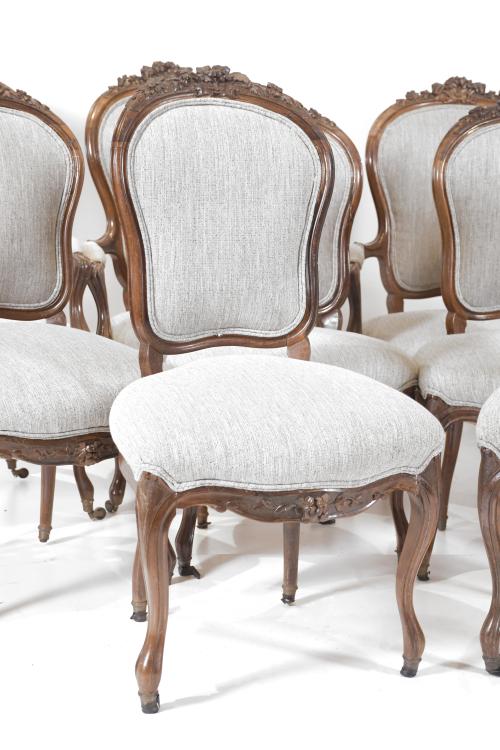 LOUIS XV STYLE CHAIRS SET, 19TH CENTURY.