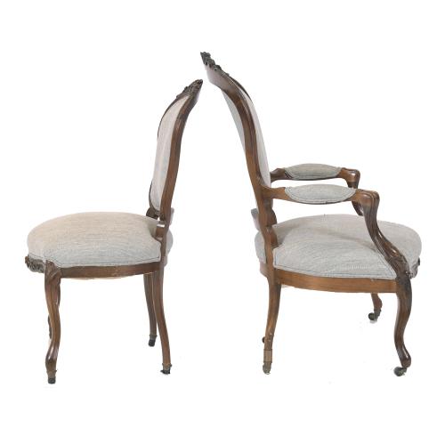 LOUIS XV STYLE CHAIRS SET, 19TH CENTURY.