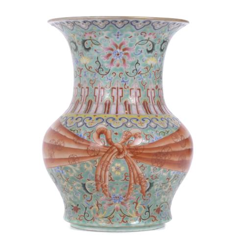 CHINESE ROSE FAMILY VASE, SECOND HALF 20TH CENTURY.