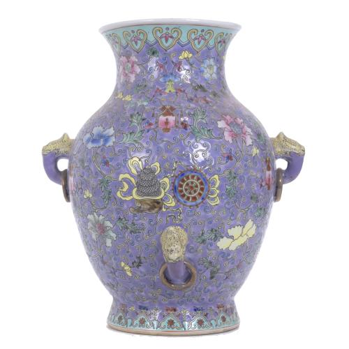 CHINESE ROSE FAMILY VASE, LATE 20TH CENTURY.