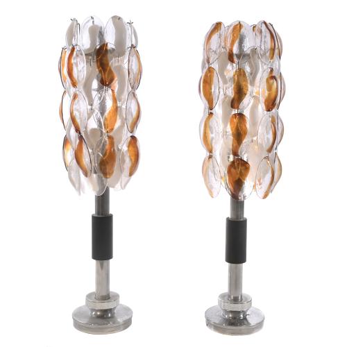 ATTR. TO MAZZEGA. PAIR OF MURANO GLASS FLOOR LAMPS, CIRCA 1