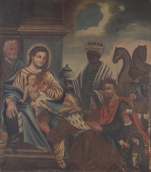 ESCUELA ESPAÑOLA, SIGLO XVIII - XIX.  "LA ADORACIÓN DE LOS REYES MAGOS".