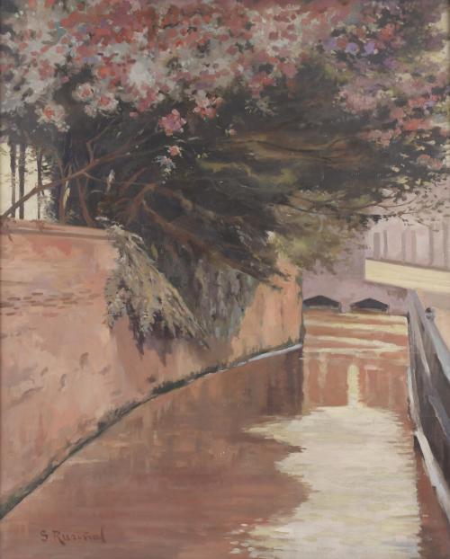 EARLY 20TH CENTURY CATALAN SCHOOL. "CANAL IN VALENCIA", based on the omonymous work by Santiago Rusiñol.