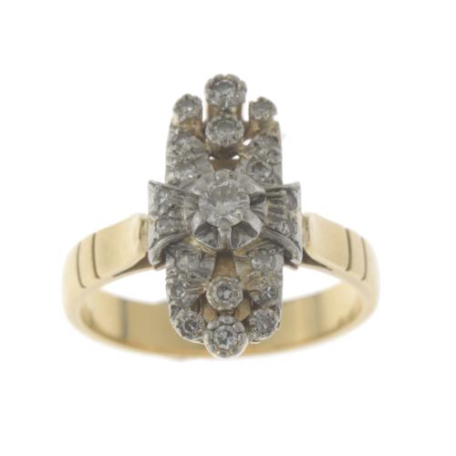 ART DECO SHUTTLE RING WITH DIAMONDS