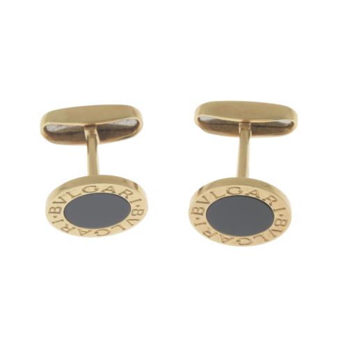 GOLD AND ONYX BULGARI CUFFLINKS