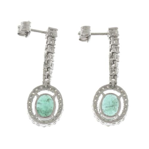 ROSETTE EARRINGS WITH EMERALDS AND DIAMONDS