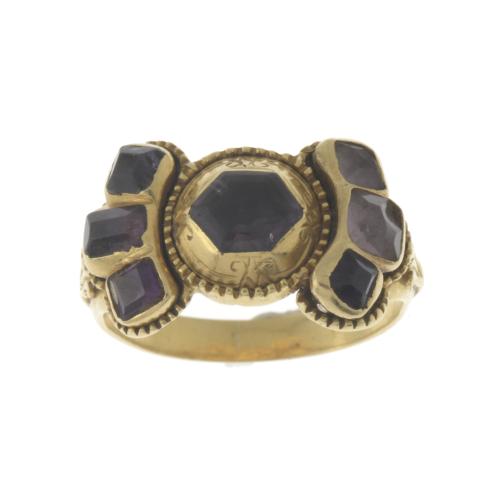 ART DECO RING WITH AMETHYSTS