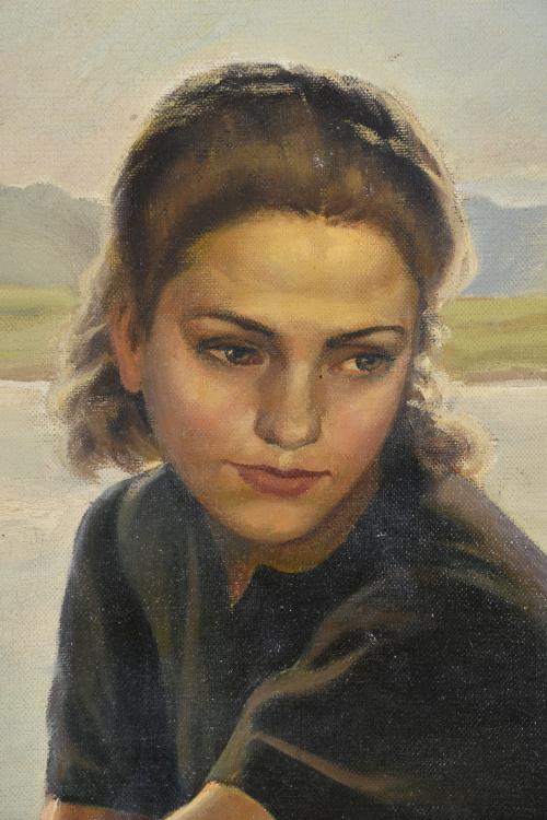 FRANCESC GALOFRE SURÍS (1901-1986). "Joven sentada frente a