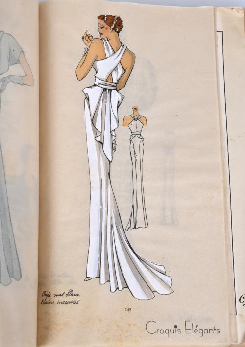 Publication with fashion sketches, circa 1948.