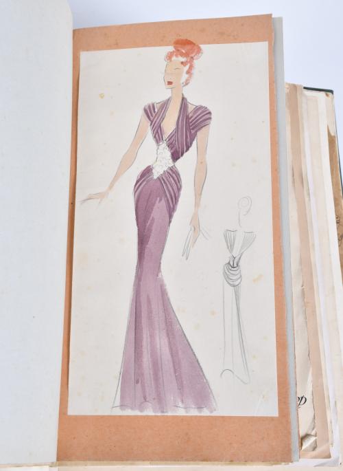 Publication with fashion sketches, circa 1948.