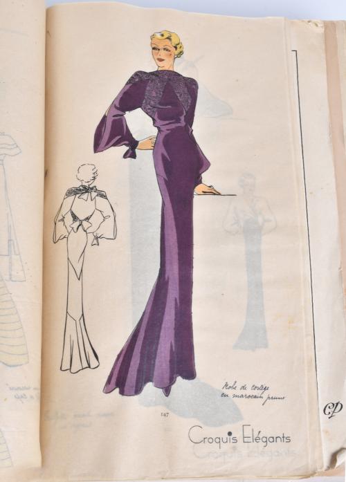 Publication with fashion sketches, circa 1948.