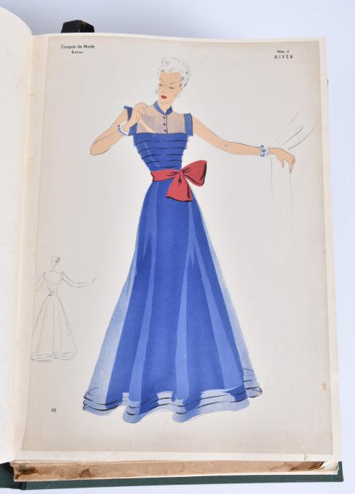 Publication with fashion sketches, circa 1948.