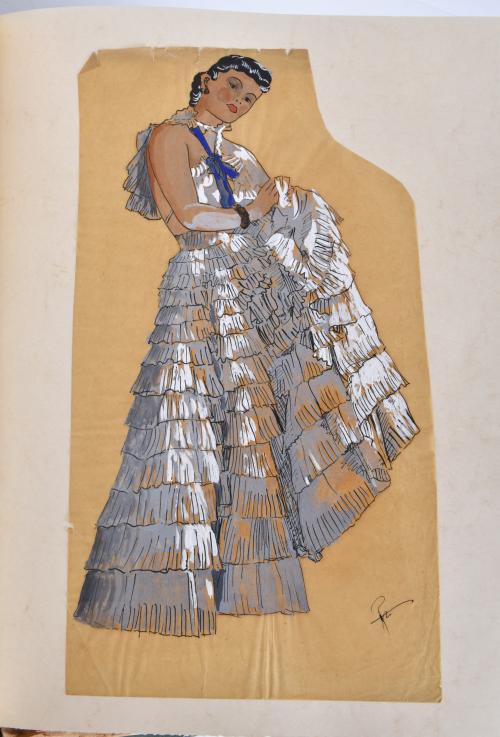 Publication with fashion sketches, circa 1948.