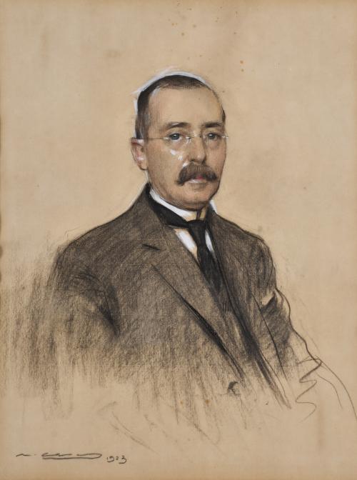 RAMÓN CASAS Y CARBO (1866-1932). "Retrato Sr. Oswald Rowe Limpenny", 1923.