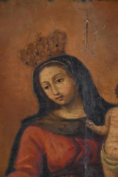 ESCUELA ANDALUZA, SIGLO XVIII. "La Virgen entregando el ros