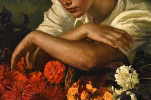 LLUÍS MUNTANÉ MUNS (1899-1987). "Joven con flores".