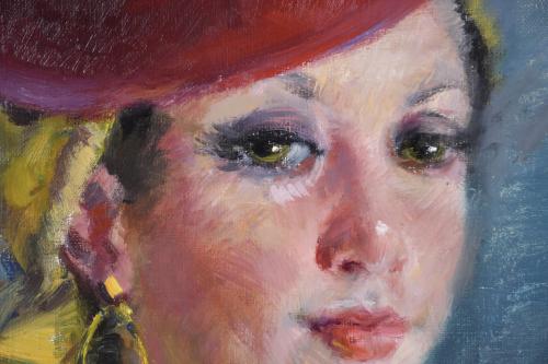 IGNACIO GIL (1913-2003). "Girl with a red hat".