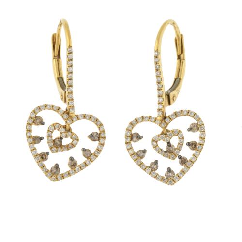 Pendientes con corazones con diamantes