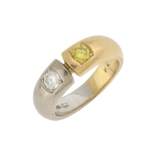 GEORG JENSEN, anillo en oro bicolor con diamantes