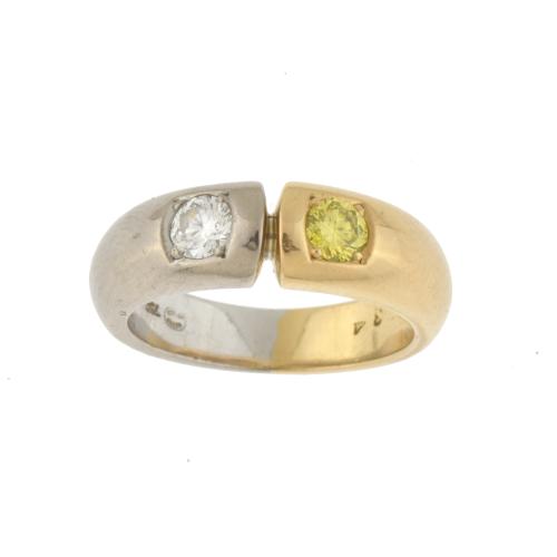 GEORG JENSEN, anillo en oro bicolor con diamantes