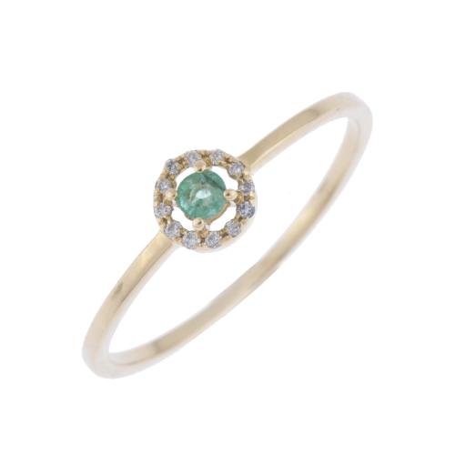 Emerald and diamonds rosette ring.