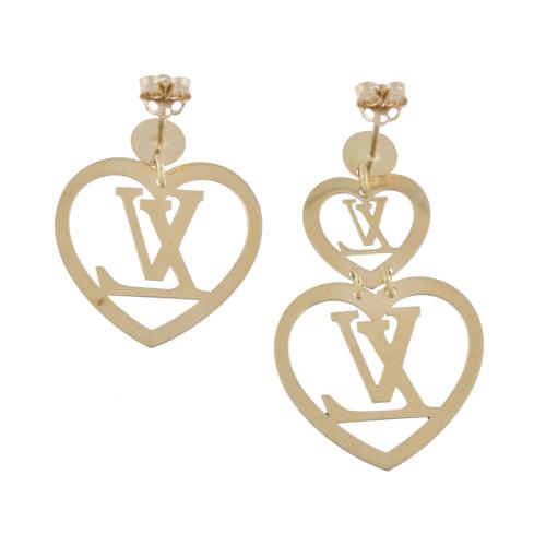 Siguiendo modelos de LOUIS VUITTON, pendientes con corazone