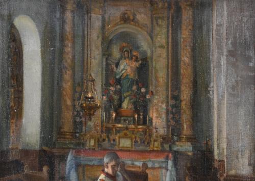 MATEO BALASCH MATEU (1870-1936). "Interior de iglesia".