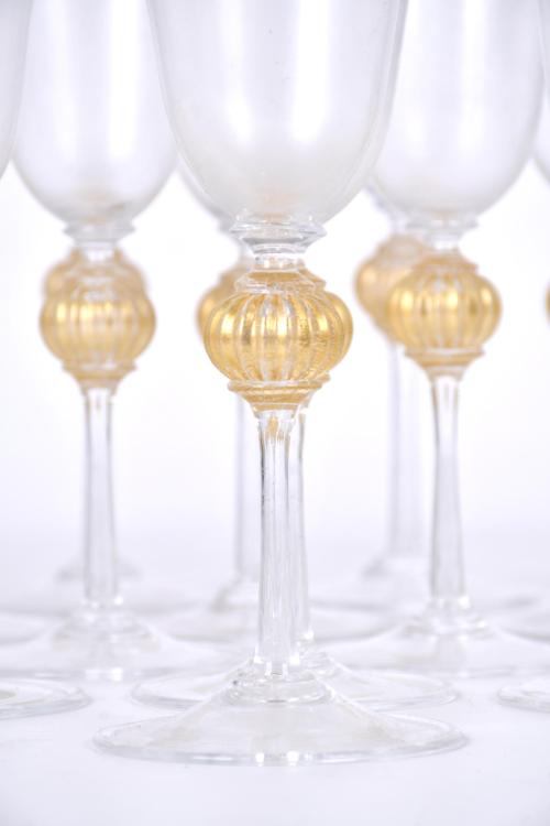 Glassware in smoky Murano glass, mid 20th century.