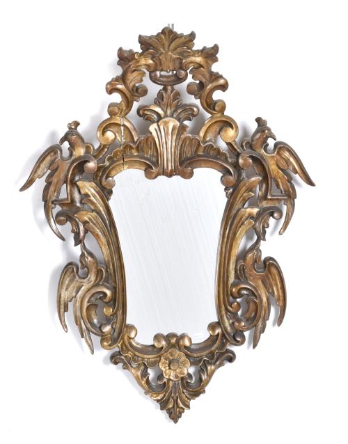 Pair of Elizabethan style ornamental mirrors, mid 20th cent