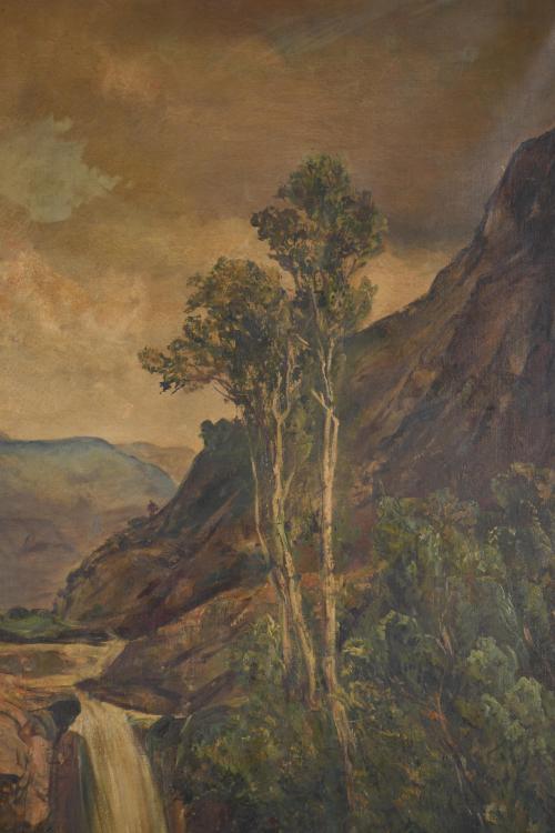 RICARDO MARTÍ AGUILÓ (1868-1936). "Paisaje con cascada". 