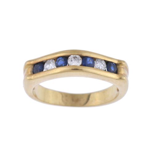 Sapphires and diamonds wedding ring.